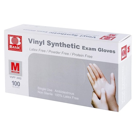 Zoro Select Disposable Gloves, Vinyl Synthetic, Latex-Free, Powder-Free, Clear, M, 10 boxes of 100 Gloves VinylMB